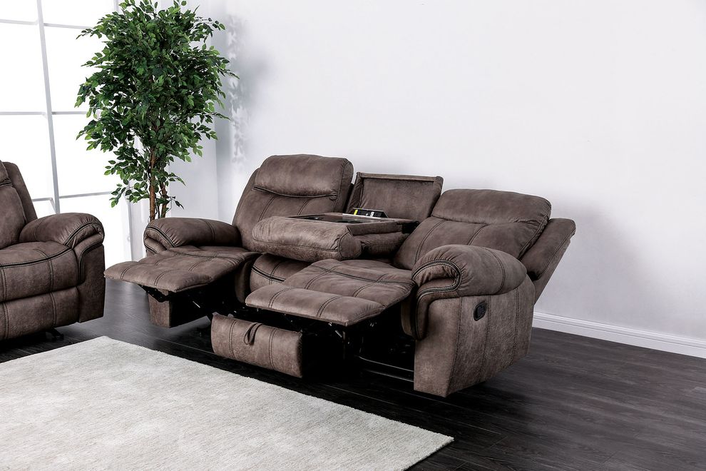 Brown traditional reclining sofa by Furniture of America additional picture 2