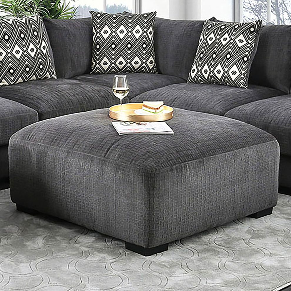 Oversized gray fabric large living room sectional by Furniture of America additional picture 2
