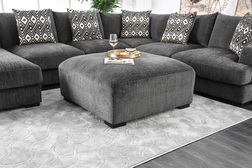 Oversized gray fabric large living room sectional by Furniture of America additional picture 6
