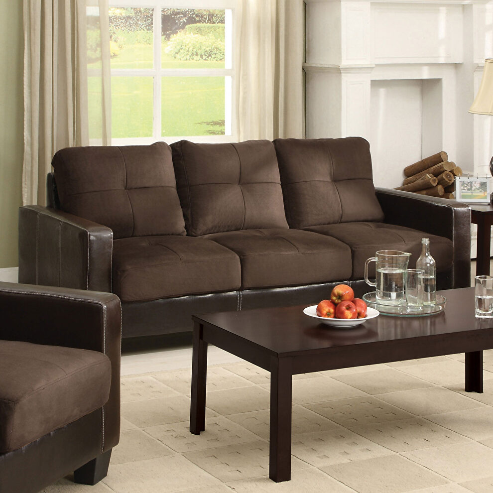 Chocolate/espresso contemporary sofa by Furniture of America additional picture 2