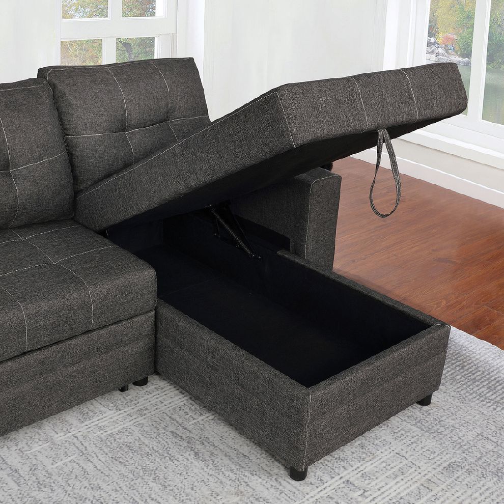 Gray contemporary sectional w/ sleeper by Furniture of America additional picture 6