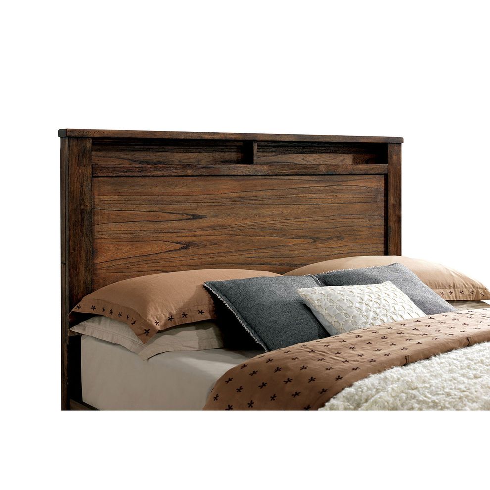 Oak wooden finish queen bed w/ bookcase by Furniture of America additional picture 6