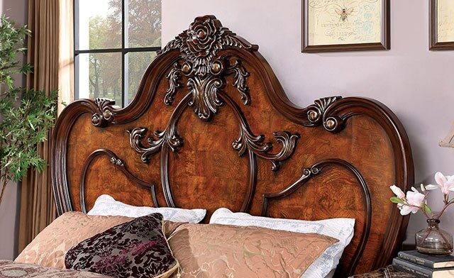 Dark oak solid wood traditional style platfrom bed by Furniture of America additional picture 3