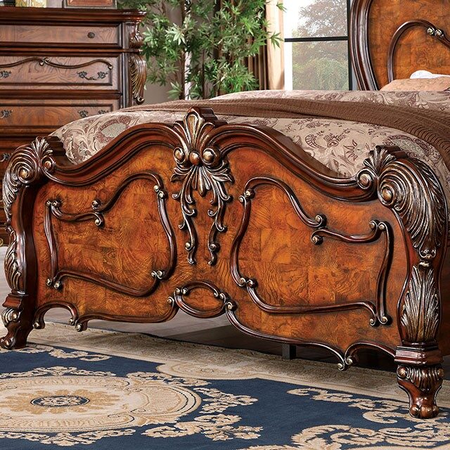 Dark oak solid wood traditional style platfrom bed by Furniture of America additional picture 4