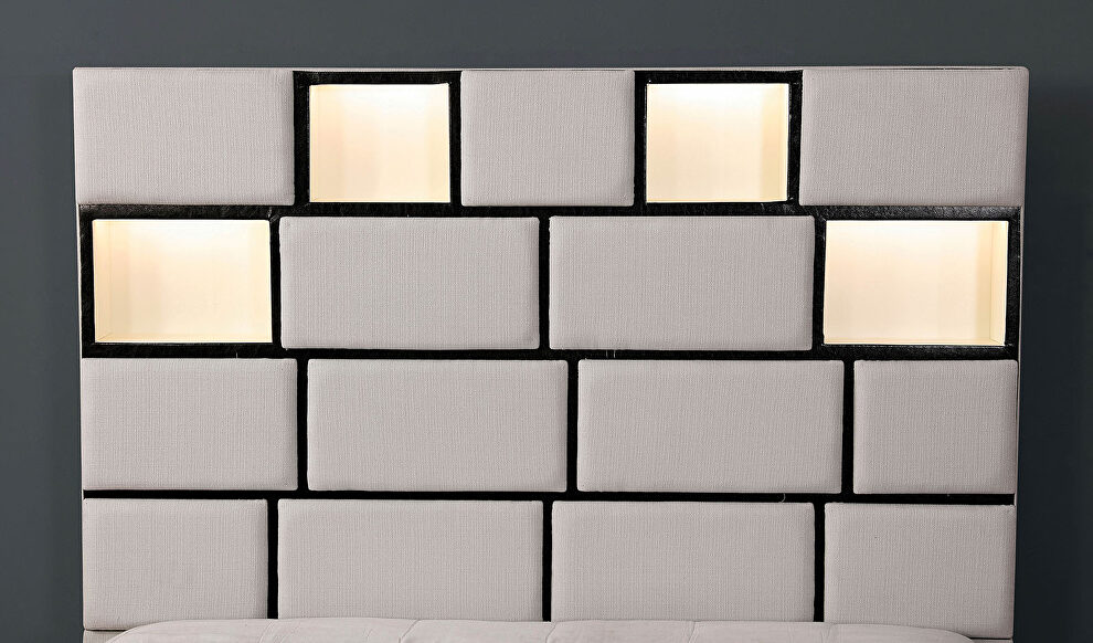 Beige/ black display headboard contemporary bed by Furniture of America additional picture 3