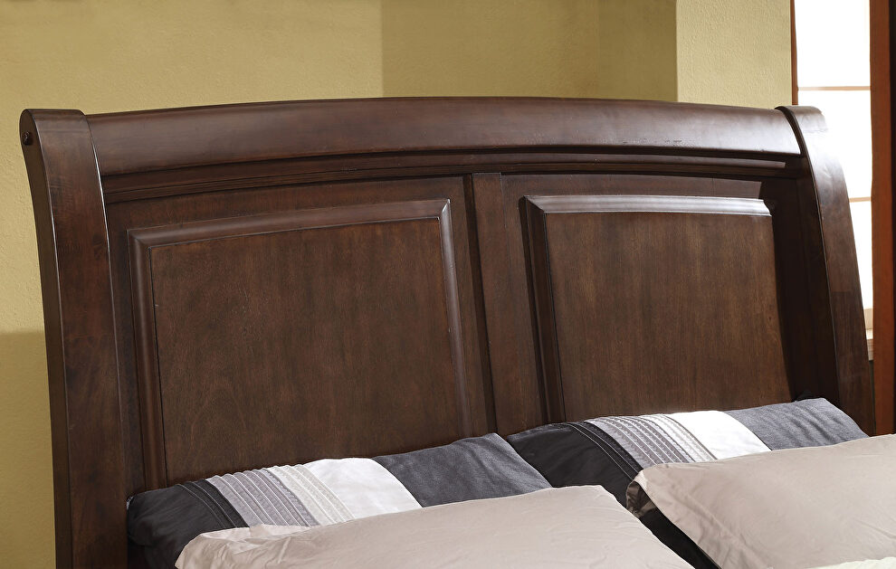 Brown cherry transitional style sleigh bed by Furniture of America additional picture 15