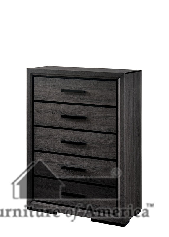 Gray finish w/ black trim contemporary style chest by Furniture of America additional picture 2