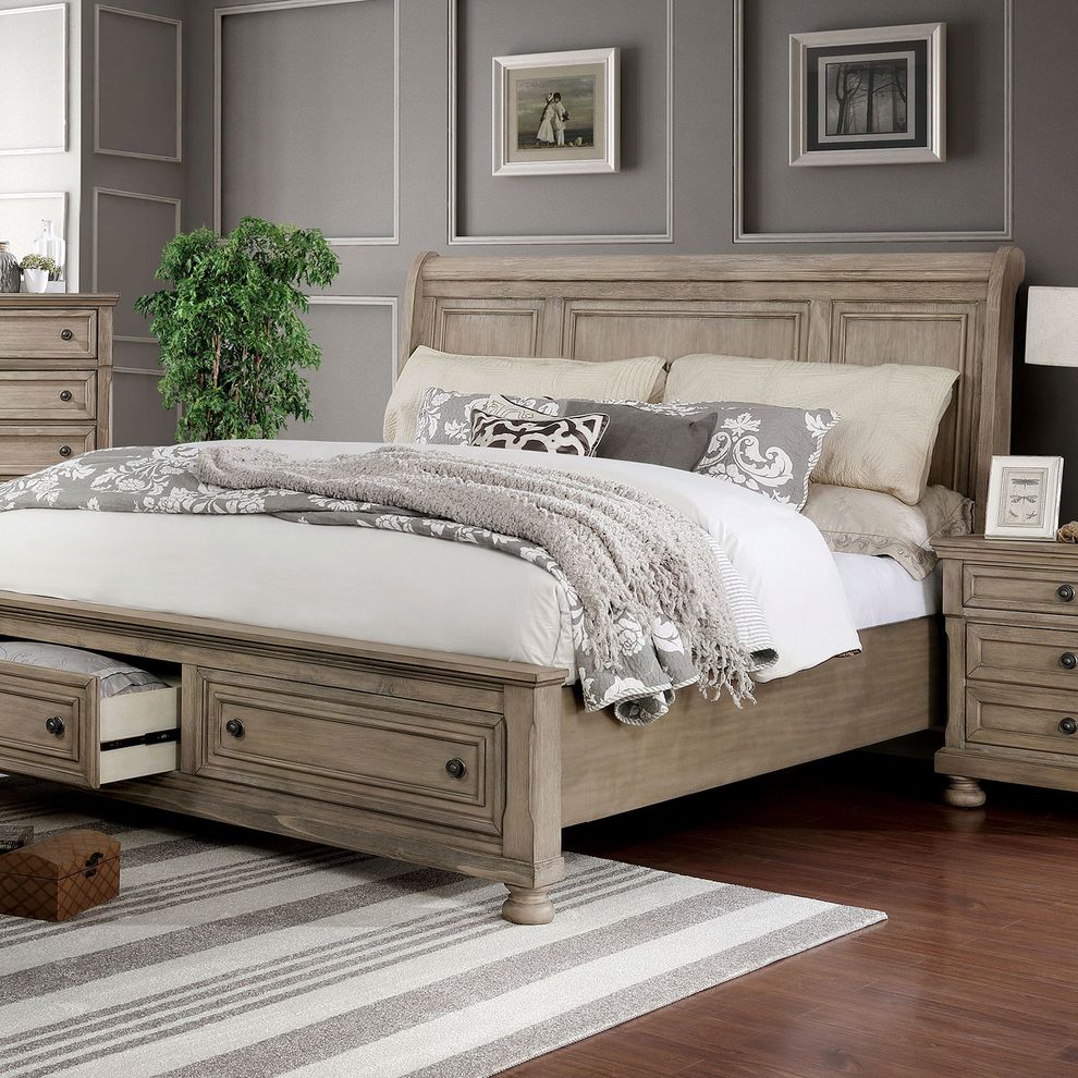 Transitional style gray bed w/ drawers by Furniture of America additional picture 3