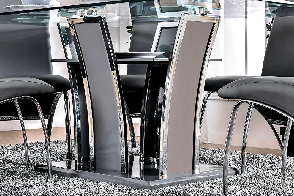 12mm tempered glass top contemporary dining table by Furniture of America additional picture 2