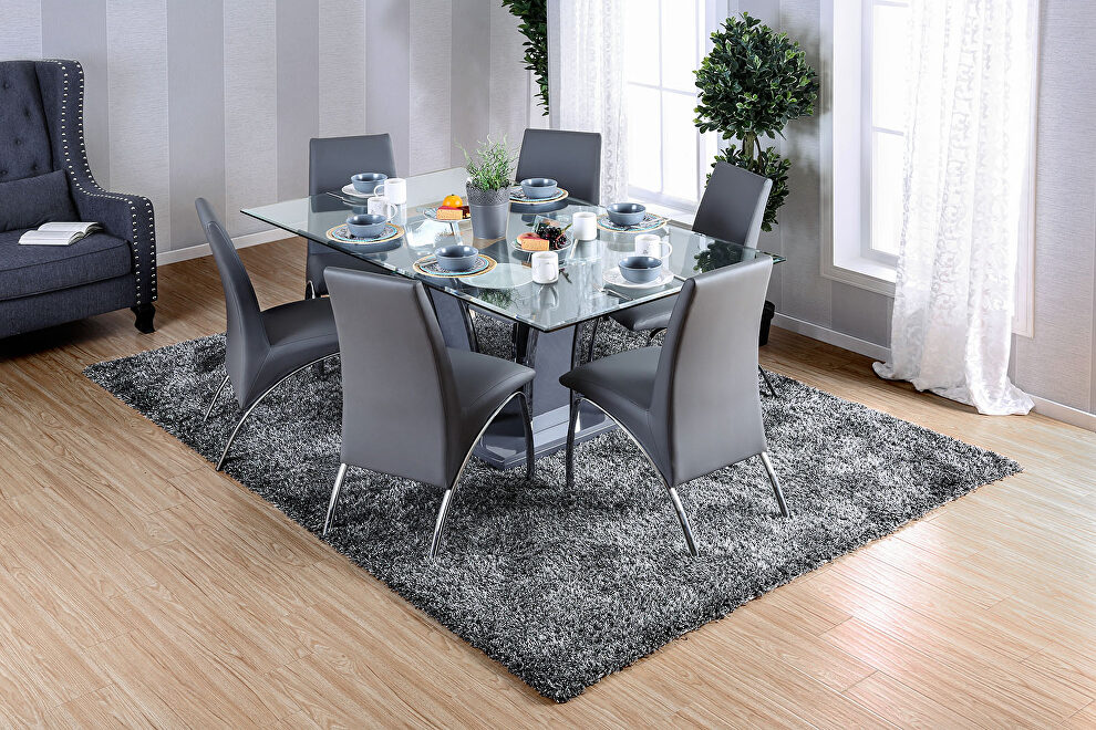 12mm tempered glass top contemporary dining table by Furniture of America additional picture 3