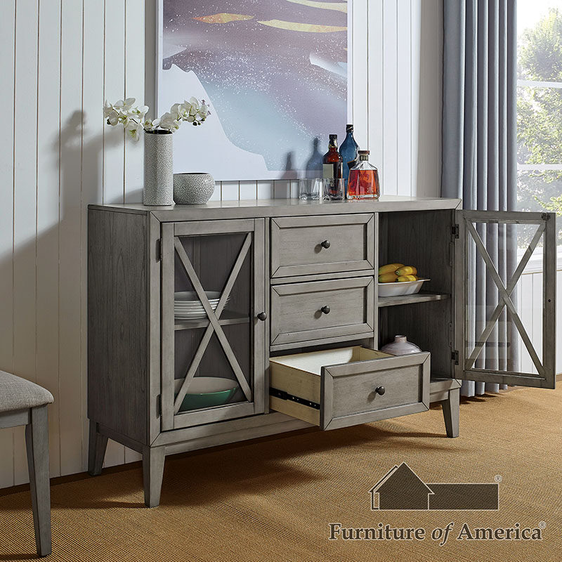 Modern rustic flair gray wood grain finish server by Furniture of America additional picture 2