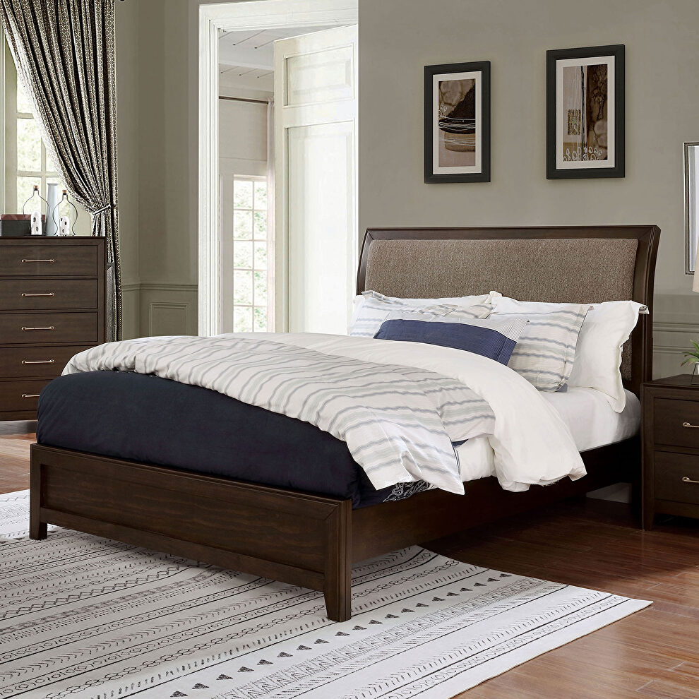 Walnut/ light brown solid wood transitional bed by Furniture of America additional picture 2