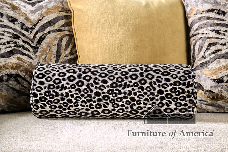 Black velvet upholstery and white knit cushions sofa by Furniture of America additional picture 8