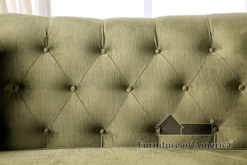 Line-textured american-made green sofa by Furniture of America additional picture 4