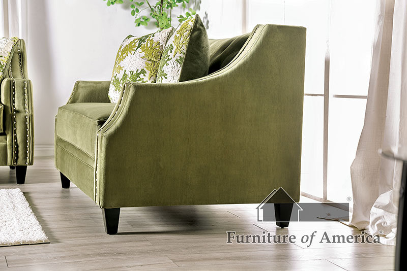 Line-textured american-made green sofa by Furniture of America additional picture 5