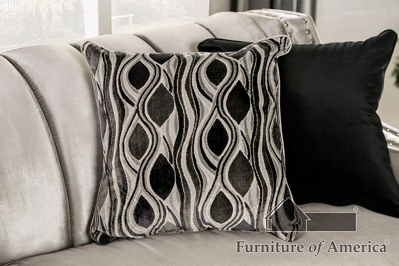 Transitional style silver/ black chenille fabric sofa by Furniture of America additional picture 7