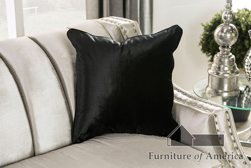 Transitional style silver/ black chenille fabric sofa by Furniture of America additional picture 8