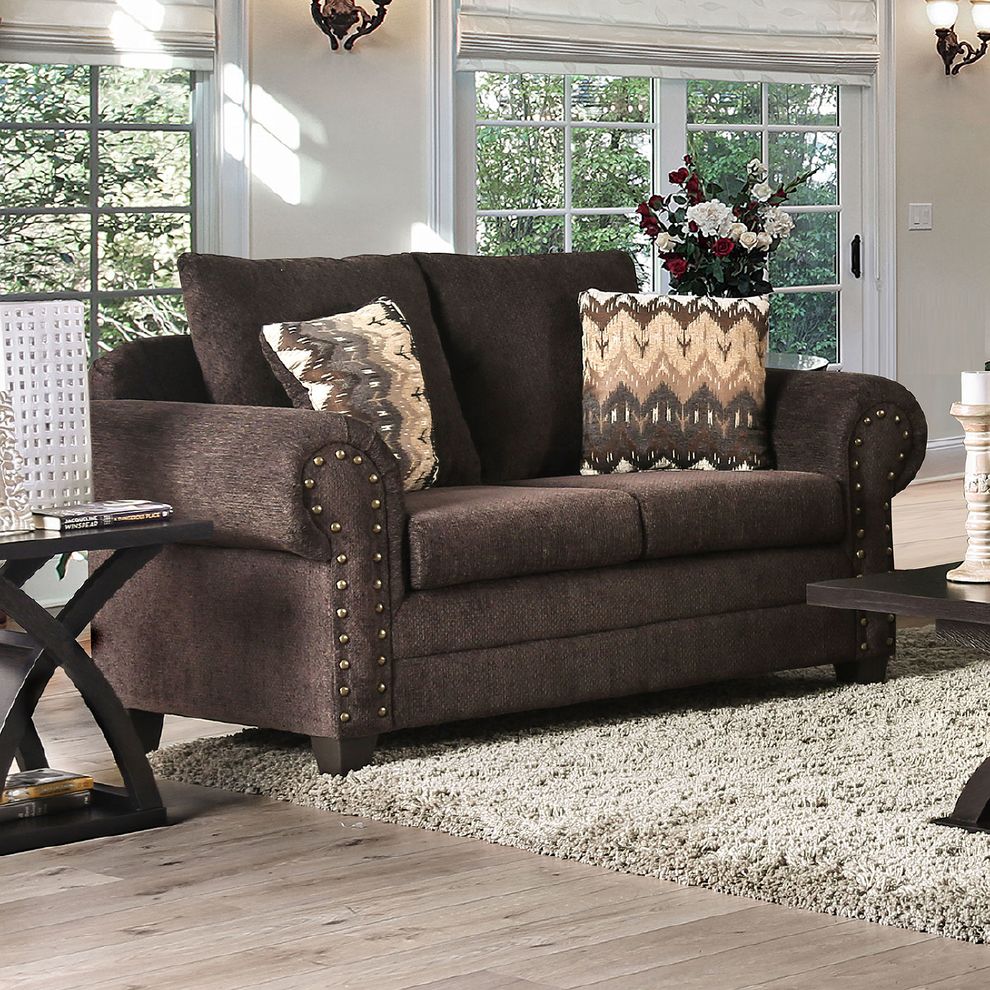 Chocolate/Espresso Julian Transitional Sofa by Furniture of America additional picture 2
