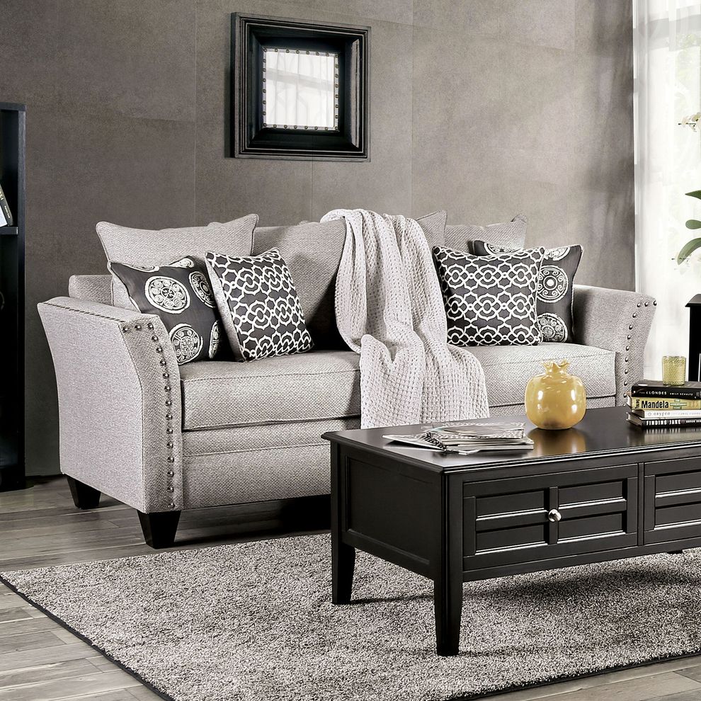 Gray Contemporary Sofa in Chenille Fabric by Furniture of America additional picture 4