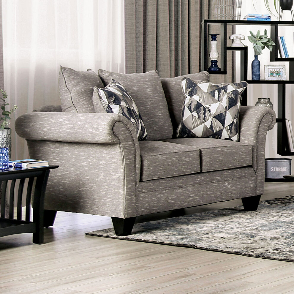 Modern light gray fabric with white flecking sofa by Furniture of America additional picture 3