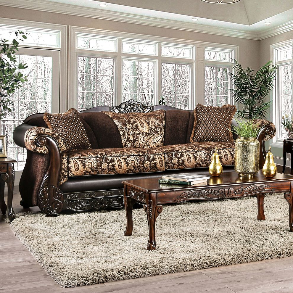 Brown Traditional Oversized Sofa made in US by Furniture of America additional picture 3