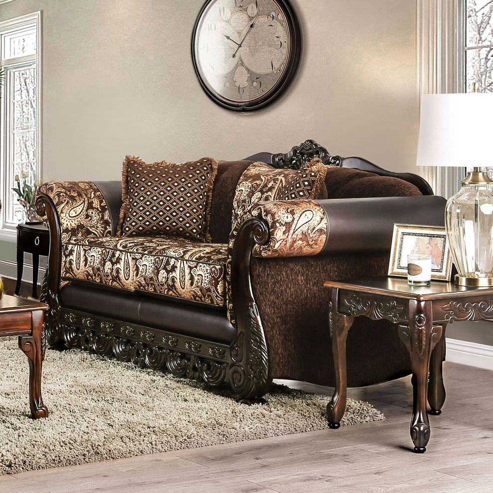 Brown Traditional Oversized Sofa made in US by Furniture of America additional picture 8