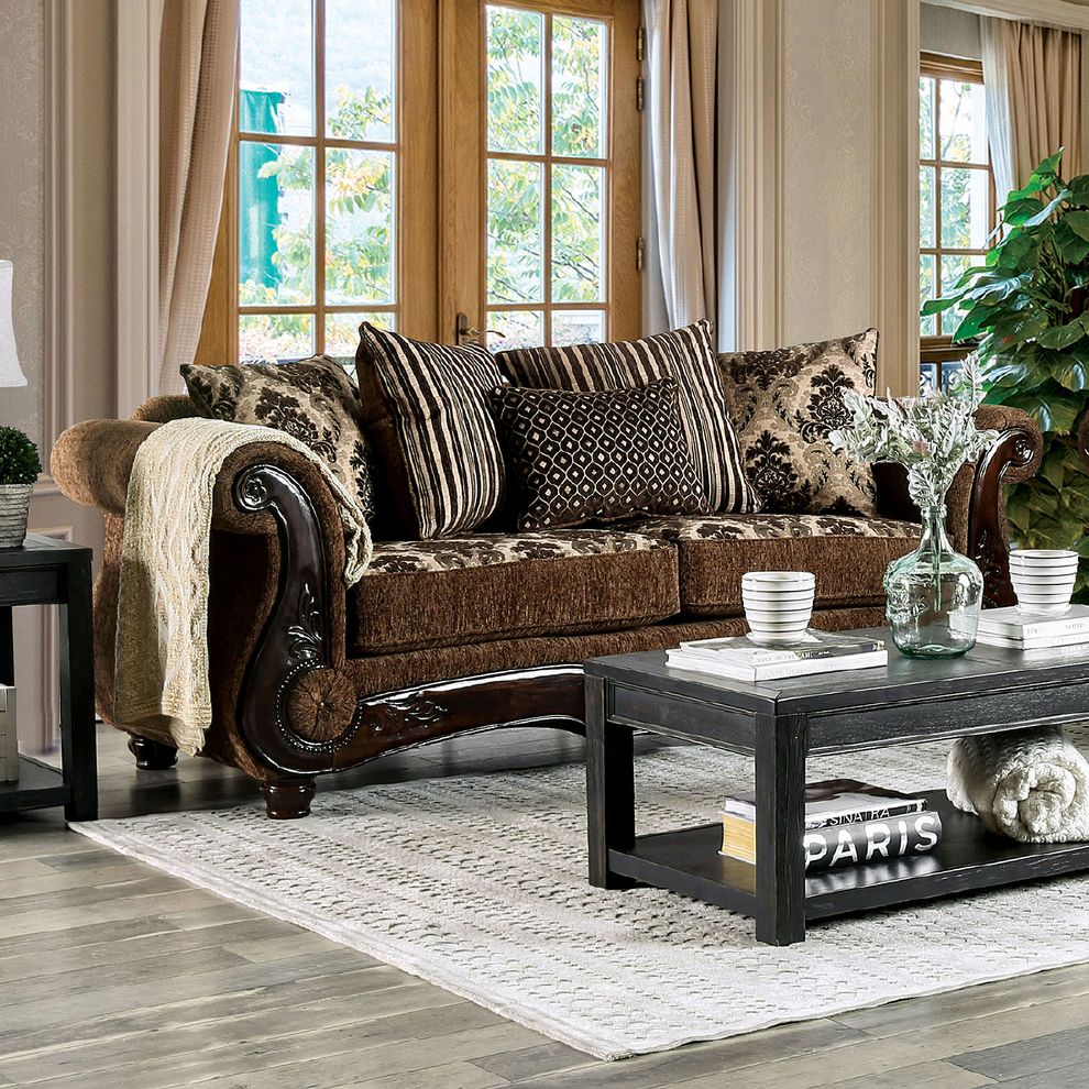 Brown/dark walnut tilde traditional sofa by Furniture of America additional picture 2