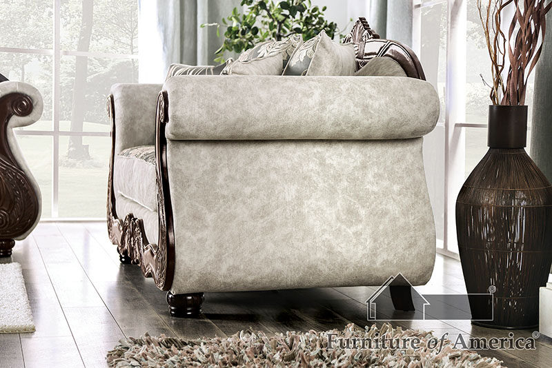 Traditional style beige/ silver chenille fabric sofa by Furniture of America additional picture 12