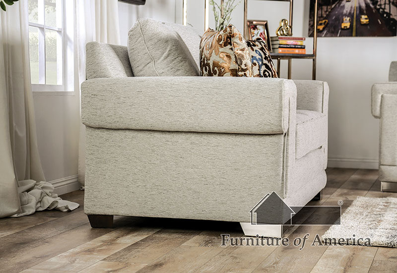 Light gray/ gold chenille fabric loveseat by Furniture of America additional picture 7
