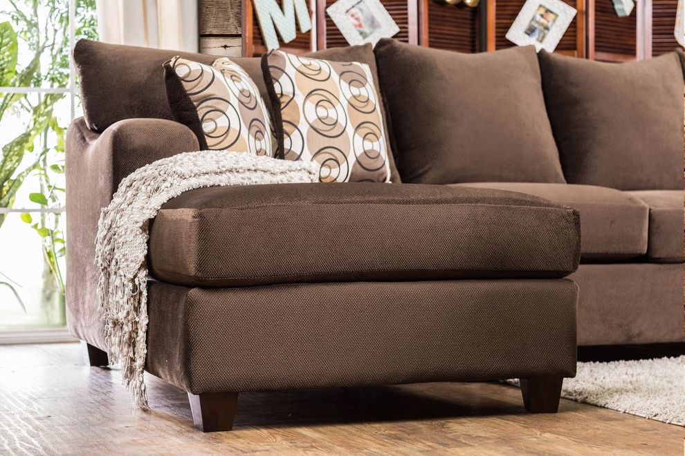 US-made oversized chocolate fabric sectional by Furniture of America additional picture 2