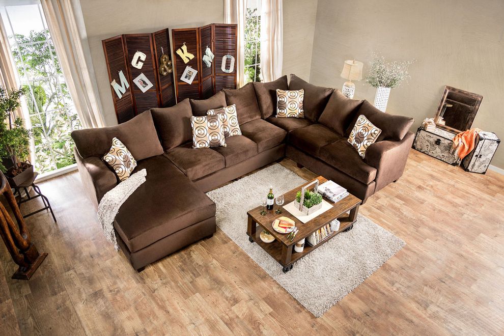 US-made oversized chocolate fabric sectional by Furniture of America additional picture 3