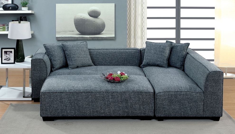 Low profile blended linen fabric sectional by Furniture of America additional picture 2