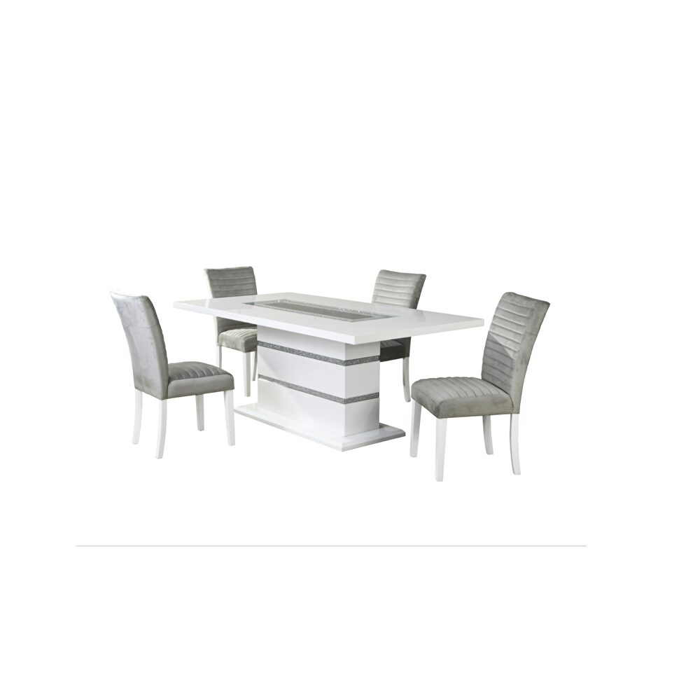 Silver glitter glam style dining table by Global additional picture 2