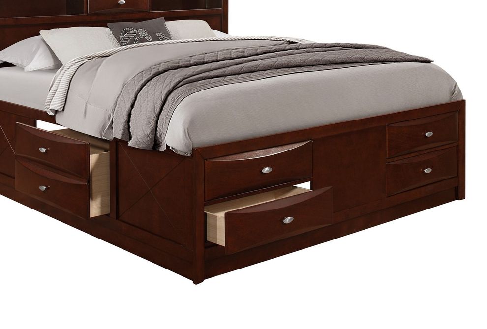 Modern merlot wood bed w/ platform and drawers by Global additional picture 3