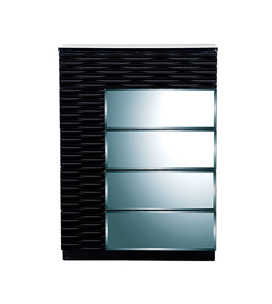 Contemporary chest in black/mirrored finish. by Global additional picture 2