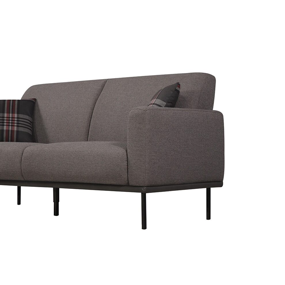 Mid-century style gray/brown loveseat by Global additional picture 3