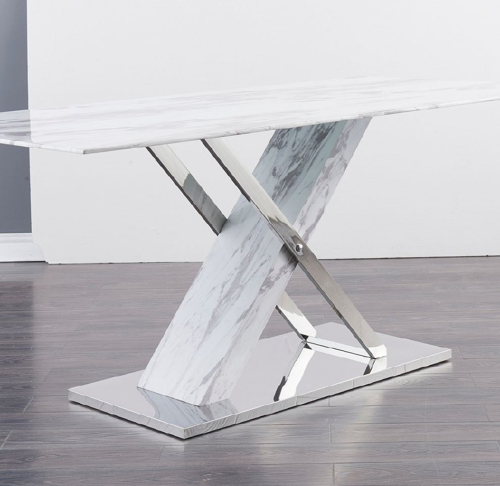 Marble dining table top w/ stainless steel base by Global additional picture 6