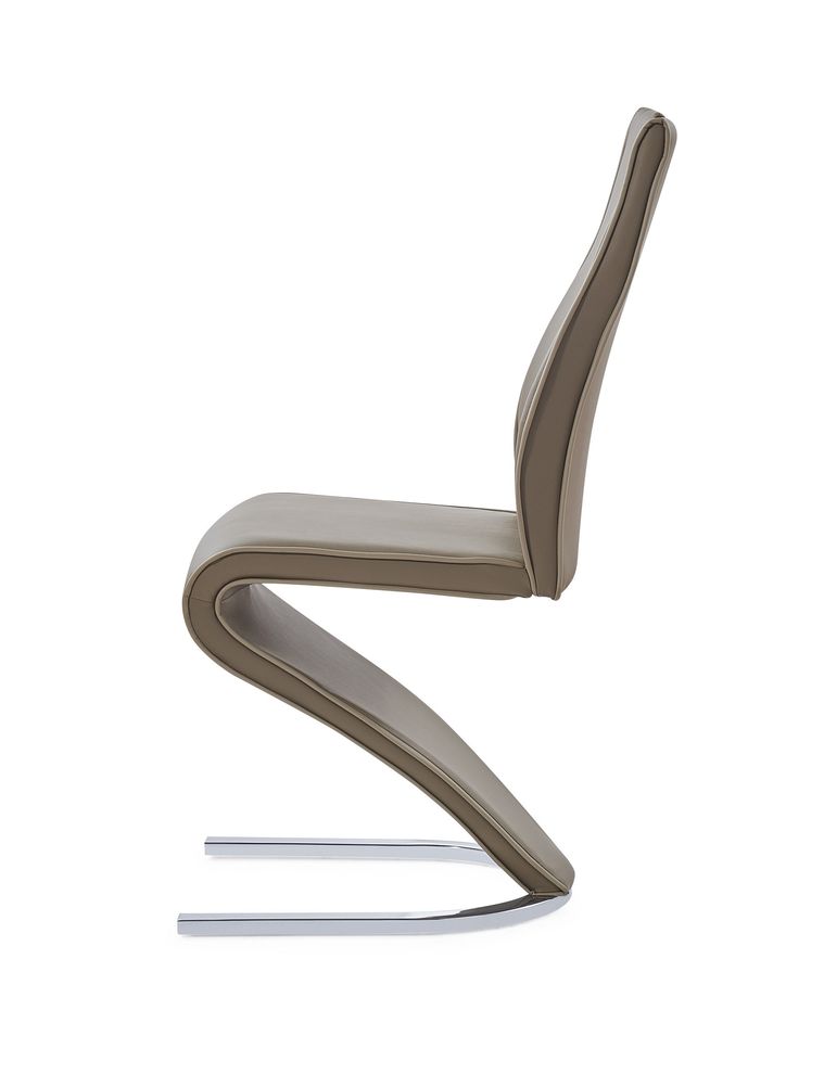 Z-shaped tan leatherette dining chair by Global additional picture 3