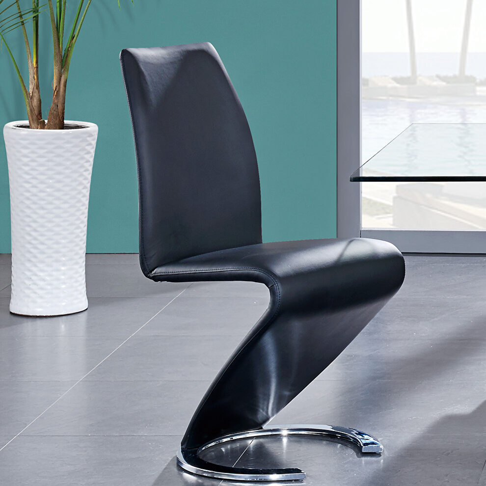 Futuristic design z-shaped chair in black by Global additional picture 2