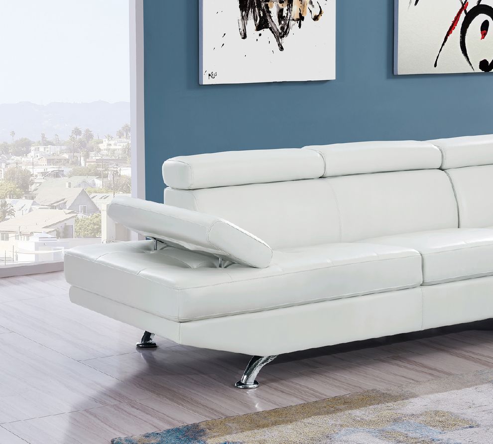 White adjustable headrests sectional sofa by Global additional picture 6