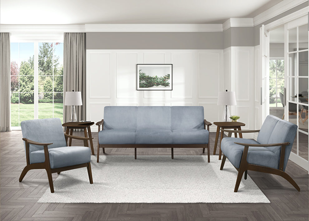 Blue gray velvet sofa by Homelegance additional picture 2