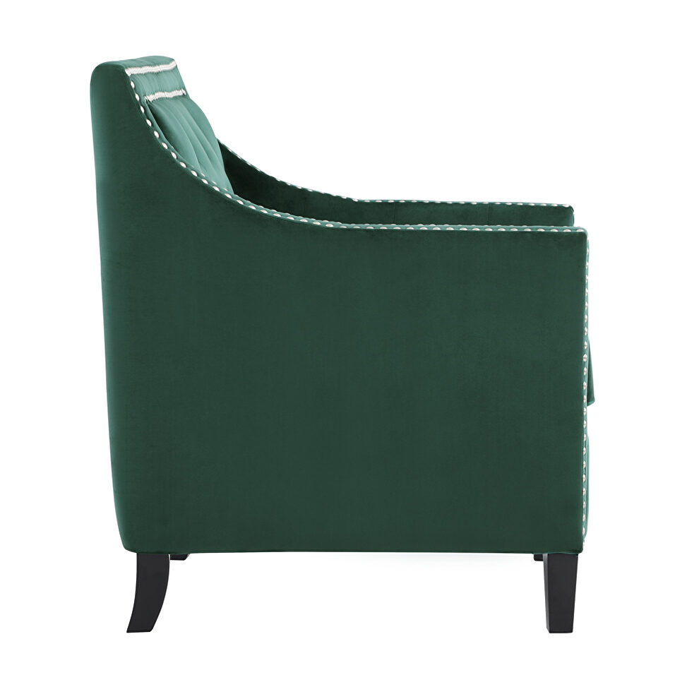 Forest green velvet fabric upholstery accent chair by Homelegance additional picture 4