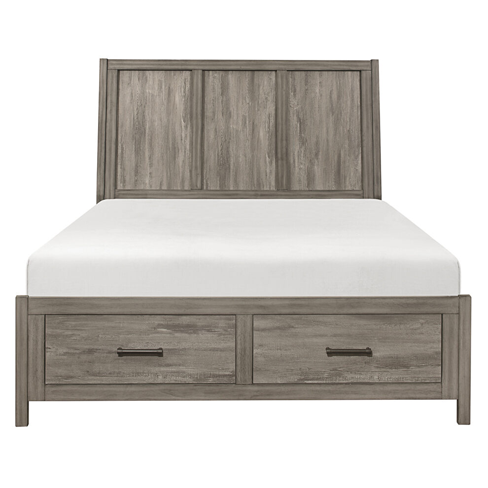 Weathered gray finish queen platform bed with footboard storage by Homelegance additional picture 3