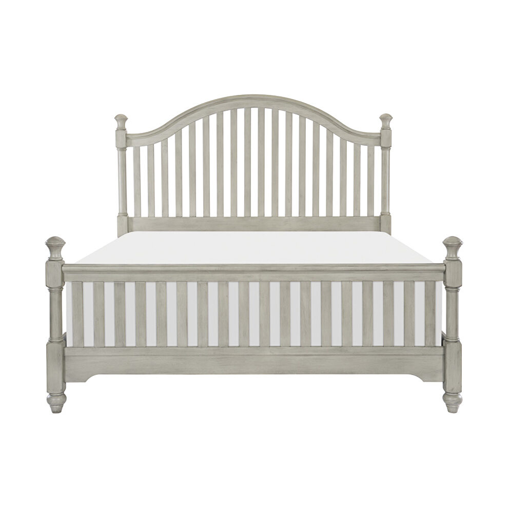 Light gray finish slat headboard and footboard queen bed by Homelegance additional picture 4