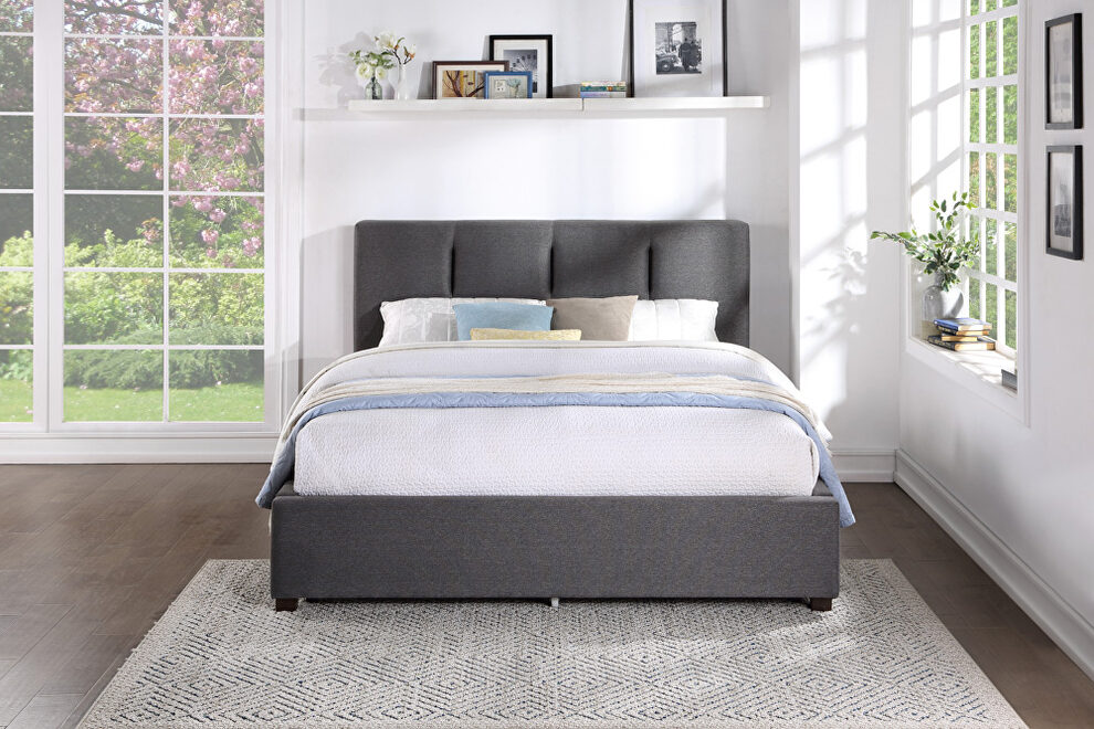 Graphite fabric upholstery queen platform bed by Homelegance additional picture 6
