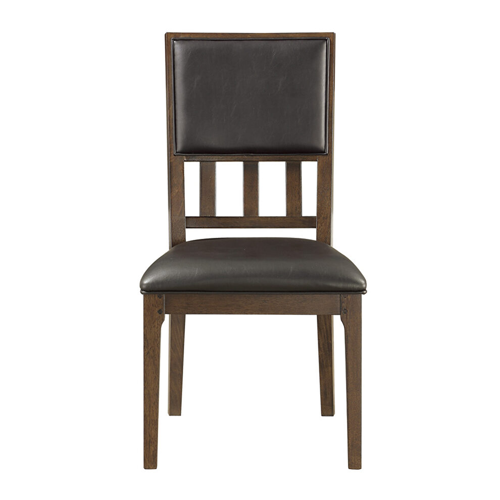 Brown cherry finish faux leather upholstery side chair by Homelegance additional picture 3