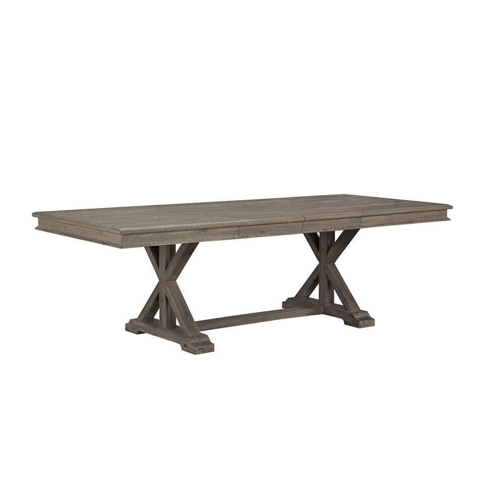 Driftwood light brown finish separate extension leaves dining table by Homelegance additional picture 3