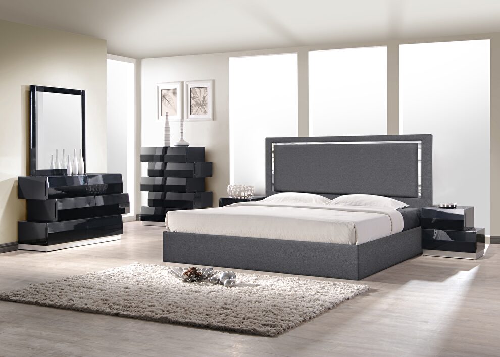 Contemporary charcoal low-profile bed by J&M additional picture 7
