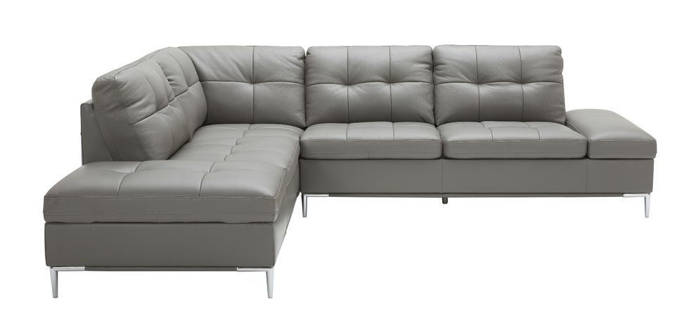Modern stitched leather sectional with storage in gray by J&M additional picture 7