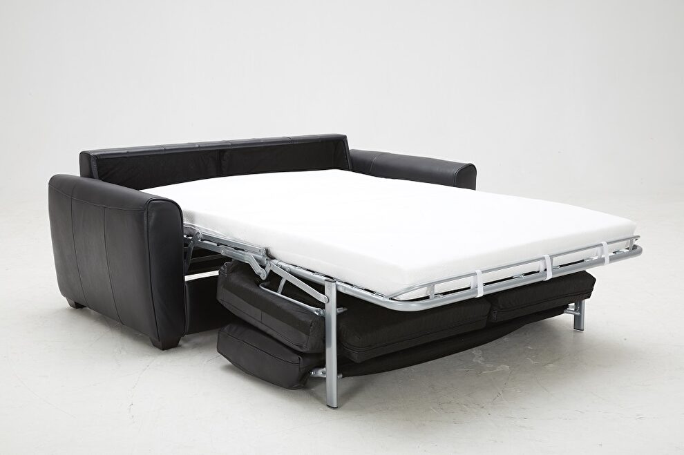 Black leather sofa w/ pull out sofa bed by J&M additional picture 2